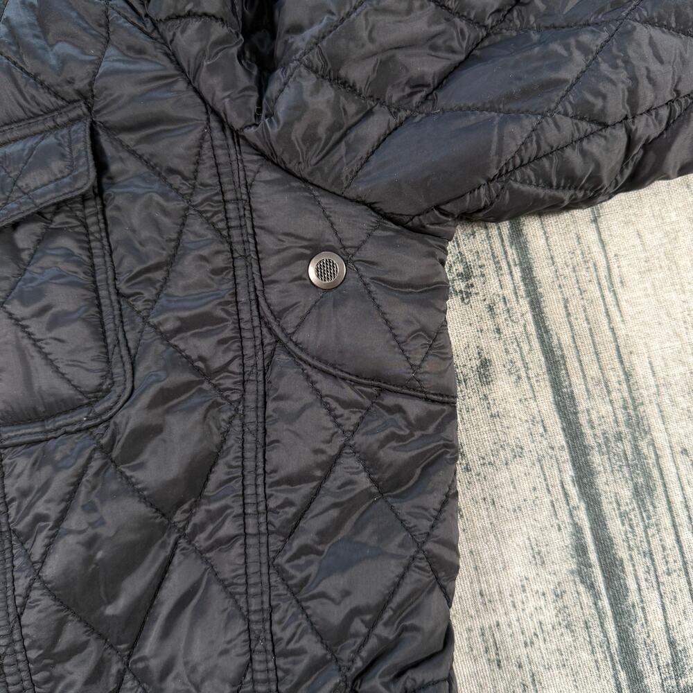 Burberry Brit Quilted Jacket Women XL Black Nova Check Lined Lightweight Coat - Picture 16 of 16